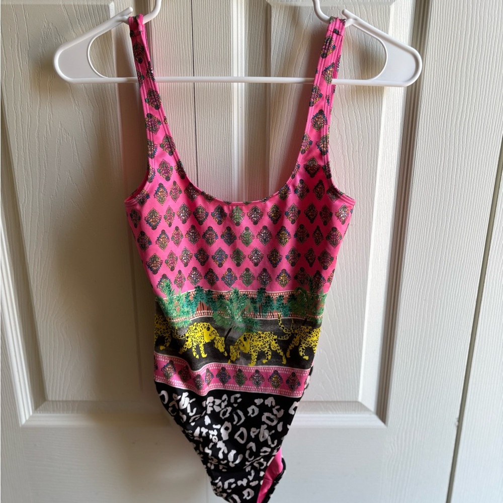 & Other Stories Pink and Black Patterned Swimsuit